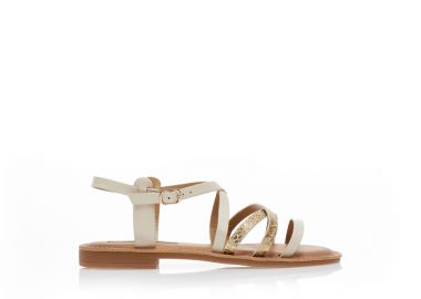 Σανδάλια μπεζ δερματίνη με χιαστί animal print λουράκια ΜΠΕΖ - Tsoukalas - 