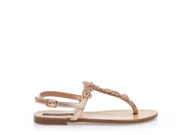 Σανδάλια μπρονζέ δερματίνη με διακοσμητικές πέτρες και στρας ΜΠΡΟΝΖΕ - Tsoukalas - 
