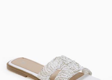 Σανδάλια slides με πλεκτό σχέδιο - Λευκό - Issue - 