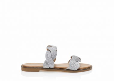 Σανδάλια TSOUKALAS ασημί δερματίνη με πλεκτή φάσα ΑΣΗΜΙ - Tsoukalas - 