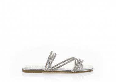Σανδάλια TSOUKALAS ασημί δερματίνη με πολλαπλά λουράκια από στρας ΑΣΗΜΙ - Tsoukalas - 