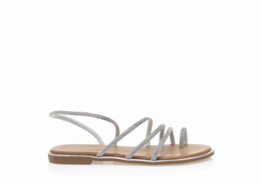 Σανδάλια TSOUKALAS ασημί λουστρίνι με πολλαπλά λουράκια από στρας ΑΣΗΜΙ - Tsoukalas - 