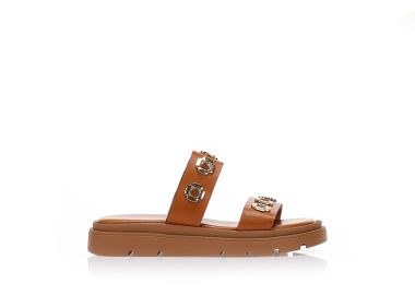 Σανδάλια TSOUKALAS flatforms με χρυσές λεπτομέρειες ΚΑΜΕΛ - Tsoukalas - 