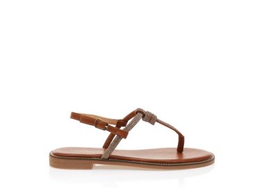 Σανδάλια TSOUKALAS κάμελ δερματίνη από στρας ΚΑΜΕΛ - Tsoukalas - 