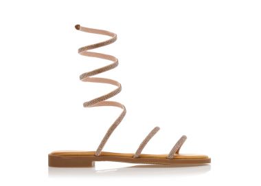 Σανδάλια TSOUKALAS κάμελ δερματίνη με πολλαπλά λουράκια από στρας ΚΑΜΕΛ - Tsoukalas - 