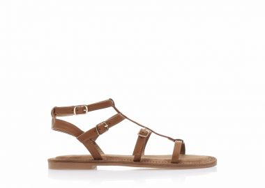 Σανδάλια TSOUKALAS κάμελ δερματίνη με πολλαπλά λουράκια ΚΑΜΕΛ - Tsoukalas - 
