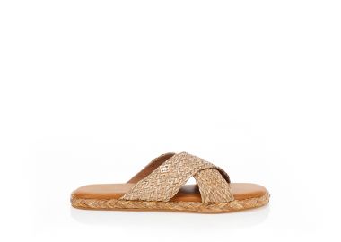 Σανδάλια TSOUKALAS κάμελ ψάθινα με χιαστί λουράκια ΚΑΜΕΛ - Tsoukalas - 
