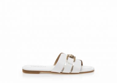 Σανδάλια TSOUKALAS λευκά δερματίνη με χρυσή αγκράφα ΛΕΥΚΟ - Tsoukalas - 