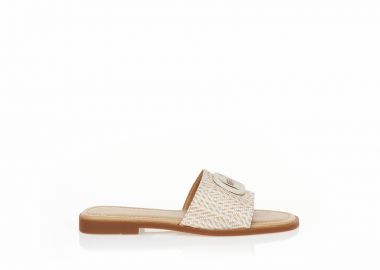 Σανδάλια TSOUKALAS λευκά με αγκράφα και στρας ΛΕΥΚΟ - Tsoukalas - 