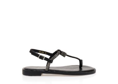 Σανδάλια TSOUKALAS μαύρα δερματίνη από στρας ΜΑΥΡΟ - Tsoukalas - 