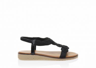 Σανδάλια TSOUKALAS μαύρα δερματίνη με ιδιαίτερο σχέδιο από πλέξη ΜΑΥΡΟ - Tsoukalas - 
