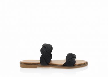 Σανδάλια TSOUKALAS μαύρα δερματίνη με πλεκτή φάσα ΜΑΥΡΟ - Tsoukalas - 