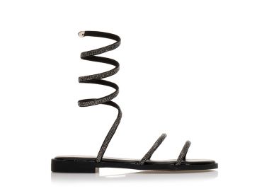 Σανδάλια TSOUKALAS μαύρα δερματίνη με πολλαπλά λουράκια από στρας ΜΑΥΡΟ - Tsoukalas - 