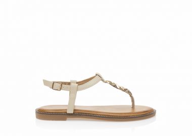 Σανδάλια TSOUKALAS μπεζ δερματίνη με ιδιαίτερη αγκράφα ΜΠΕΖ - Tsoukalas - 