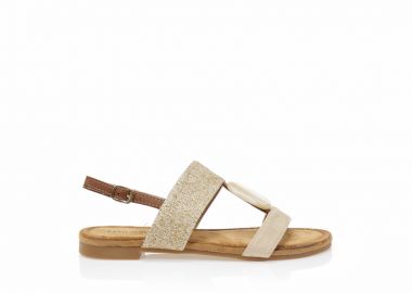 Σανδάλια TSOUKALAS μπεζ σουέτ με κοκκάλινο διακοσμητικό ΜΠΕΖ - Tsoukalas - 