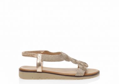 Σανδάλια TSOUKALAS μπρονζέ δερματίνη με ιδιαίτερο σχέδιο από πλέξη ΜΠΡΟΝΖΕ - Tsoukalas - 