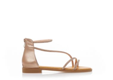 Σανδάλια TSOUKALAS μπρονζέ δερματίνη με λουράκια από στρας ΜΠΡΟΝΖΕ - Tsoukalas - 