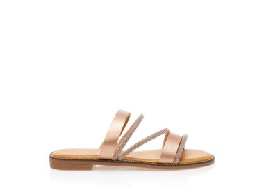 Σανδάλια TSOUKALAS μπρονζέ δερματίνη με λουράκια από στρας ΜΠΡΟΝΖΕ - Tsoukalas - 