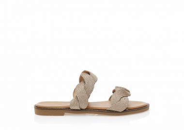 Σανδάλια TSOUKALAS μπρονζέ δερματίνη με πλεκτή φάσα ΜΠΡΟΝΖΕ - Tsoukalas - 