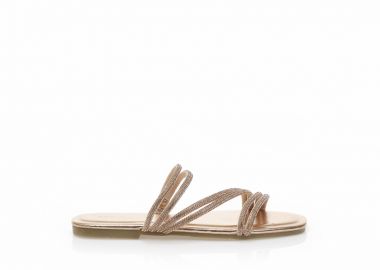 Σανδάλια TSOUKALAS μπρονζέ δερματίνη με πολλαπλά λουράκια από στρας ΜΠΡΟΝΖΕ - Tsoukalas - 