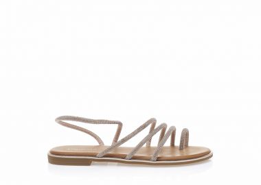 Σανδάλια TSOUKALAS μπρονζέ λουστρίνι με πολλαπλά λουράκια από στρας ΜΠΡΟΝΖΕ - Tsoukalas - 