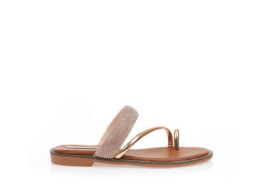 Σανδάλια TSOUKALAS μπρονζέ λουστρίνι με σχέδιο δαχτυλίδι και φάσα από στρας ΜΠΡΟΝΖΕ - Tsoukalas - 