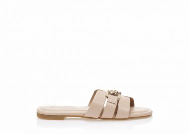 Σανδάλια TSOUKALAS nude δερματίνη με χρυσή αγκράφα NUDE - Tsoukalas - 