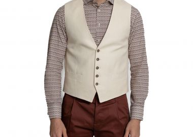 SARTORIA MONK Ανδρικό Μπεζ Ecru Waistcoat Jacket - SARTORIA MONK - 