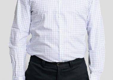 SARTORIA MONK Ανδρικό Μπλε Check Long-Sleeve Shirt - SARTORIA MONK - 