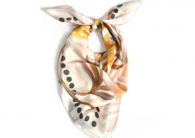 Σατέν φουλάρι με floral print - MAT FASHION - 