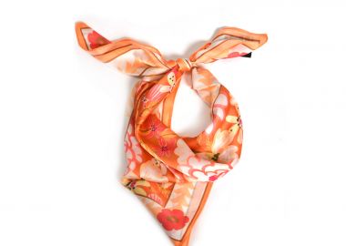 Σατέν φουλάρι με floral print - MAT FASHION - 