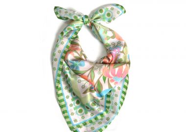 Σατέν φουλάρι με floral print - MAT FASHION - 