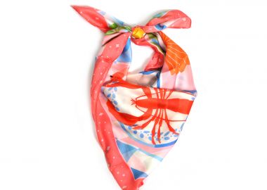 Σατέν φουλάρι με Mediterranean print - MAT FASHION - 