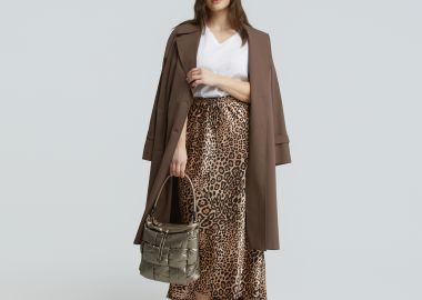 Σατέν φούστα με animal print μοτίβο - MAT FASHION - 