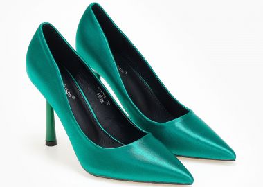 Σατέν γόβες με λεπτό τακούνι - Πράσινο - Issue - 
