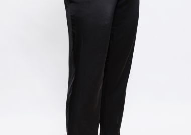 Σατέν κρεπ παντελόνι σε μαύρο χρώμα -  - 