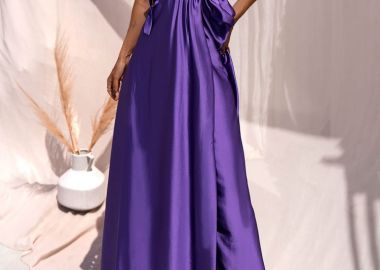 ΣΑΤΕΝ ΜΑΚΡΥ ΦΟΡΕΜΑ ΜΕ ΔΕΣΙΜΟ ΜΩΒ-ANNA LUCIA PURPLE - sense-shop - 