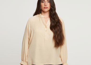 Σατέν μπλούζα με κουμπιά - MAT FASHION - 