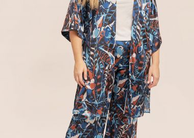 Σατέν παντελόνα σε botanical print -  - 