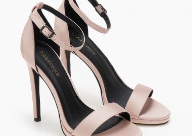 Σατέν πέδιλα με ψηλό τακούνι - Μπεζ - Issue - 