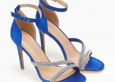 Σατέν πέδιλα με στρας - Μπλε - Issue - 