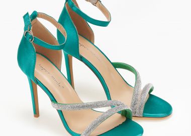 Σατέν πέδιλα με στρας - Πράσινο - Issue - 