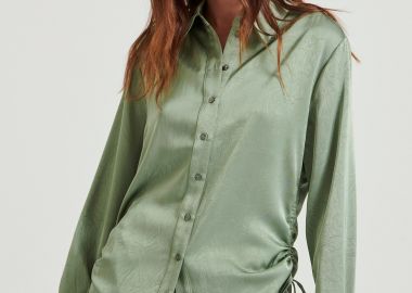 Σατέν πουκάμισο με 3D crinkle εφέ - FUNKY BUDDHA - 