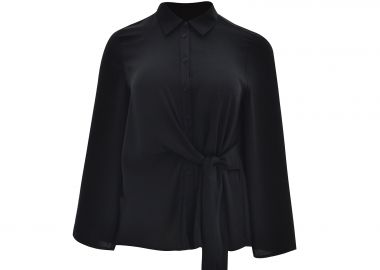 Σατέν πουκάμισο με δέσιμο στη μέση - MAT FASHION - 