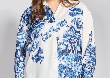 Σατέν πουκάμισο με statement φλοράλ εμπριμέ -  - 