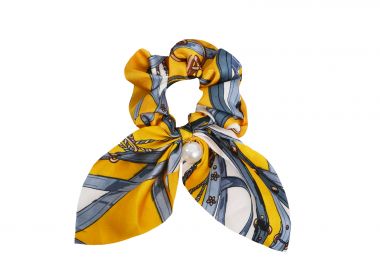 Σατέν scrunchie με equestrian σχέδιο και πέρλα - MAT FASHION - 