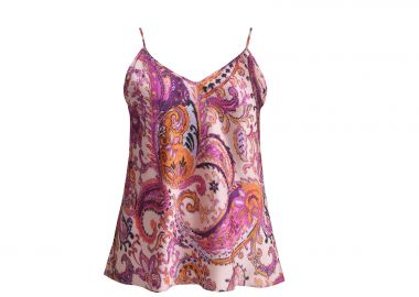 Σατέν τοπ με paisley print & ρυθμιζόμενες τιράντες - MAT FASHION - 