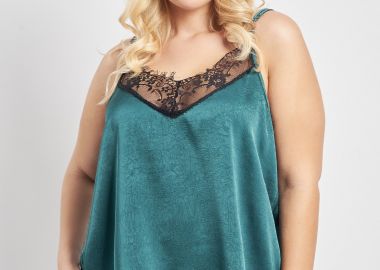 Σατέν τοπ με τιράντες και δαντέλα -  - 