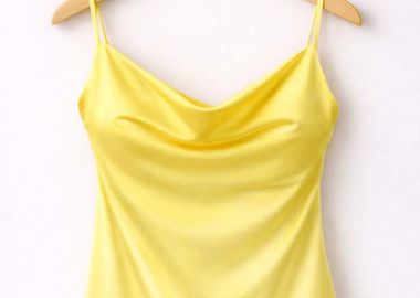 satin draped lingerie top Femina κίτρινο παστέλ - PerfectDress.gr - 