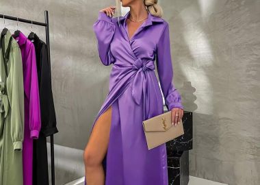 Σατινέ Φόρεμα Julia Λιλά - Amelie's - 